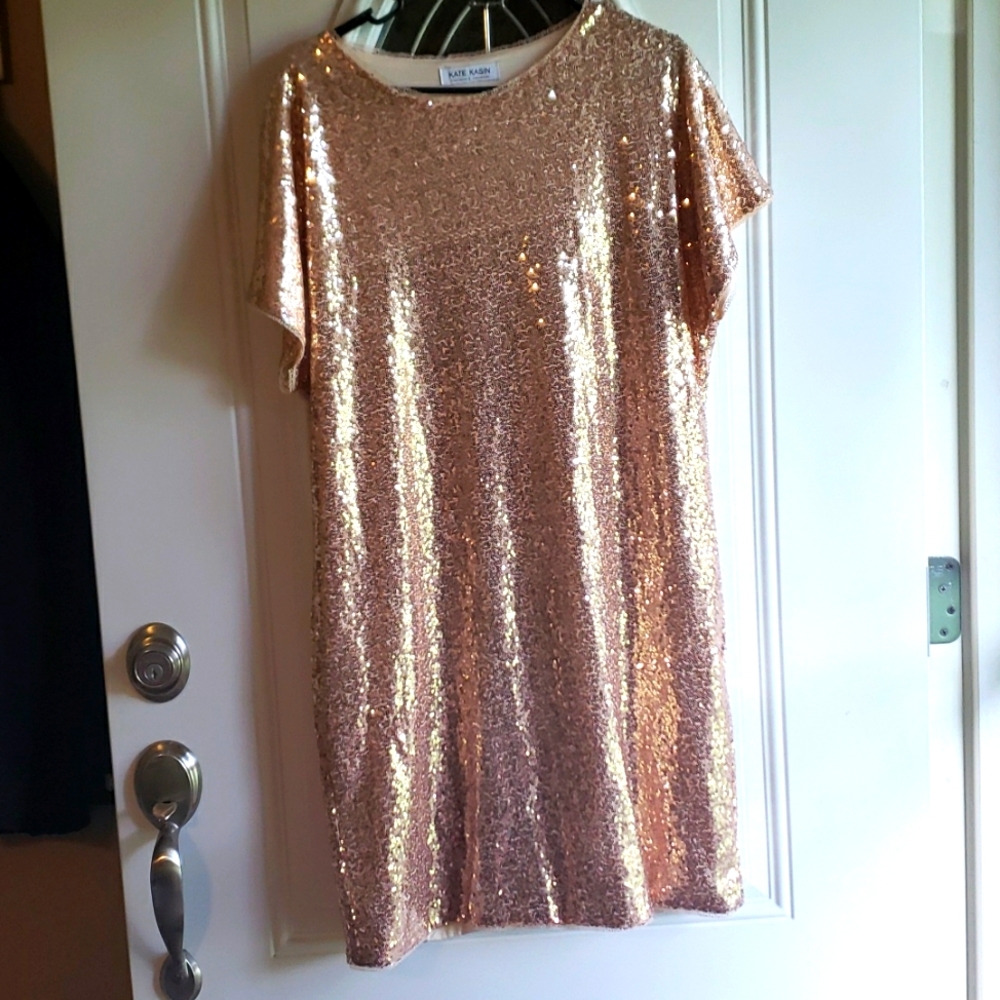 Kate kasin rose gold sequin dress